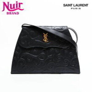 Yves Saint Laurent YSL Logo Leather Shoulder Bag Black